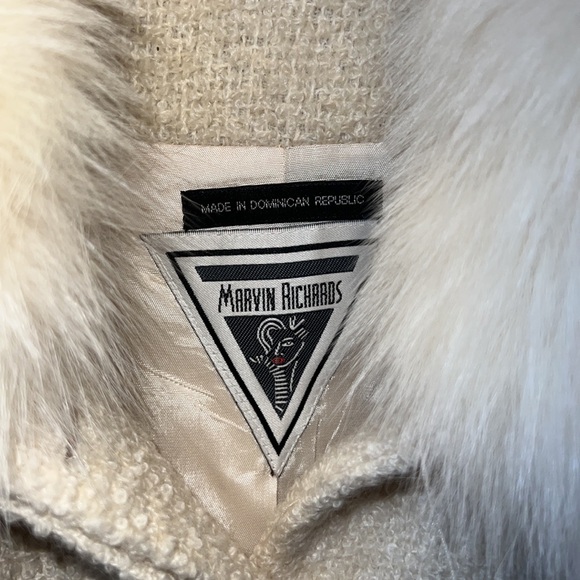 Vintage Marvin Richards long wool coat with silver fox fur trim sz 4 - Picture 2 of 4